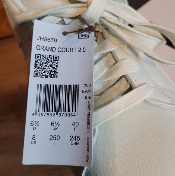 Adidas Womens Size 8 Grand Court 2.0 Mint Green & White Sneakers Shoes JH8679 - Picture 8 of 9
